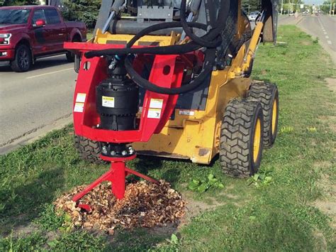 stump auger skid steer|tractor mounted stump remover.